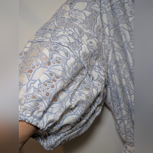 Maison Tara Blue Toile Midi Dress Size 10 Cottagecore Romantic Puff Sleeve NWT - Picture 5 of 9